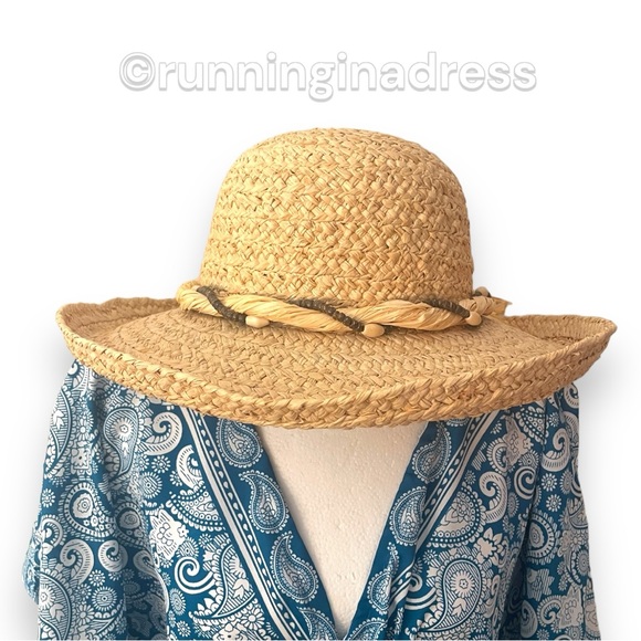 The Scala Collection Rolled Brim Straw Hat With Beads & Straw Bow Band - Picture 10 of 14